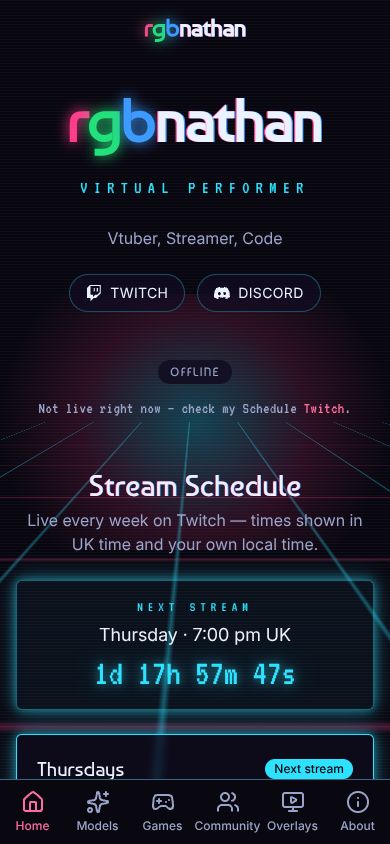 Stream site built from the creator site template on a phone