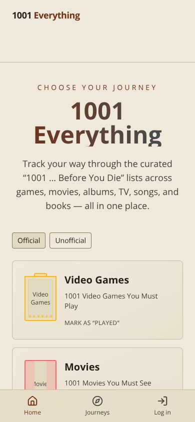 1001 Everything tracker on a phone