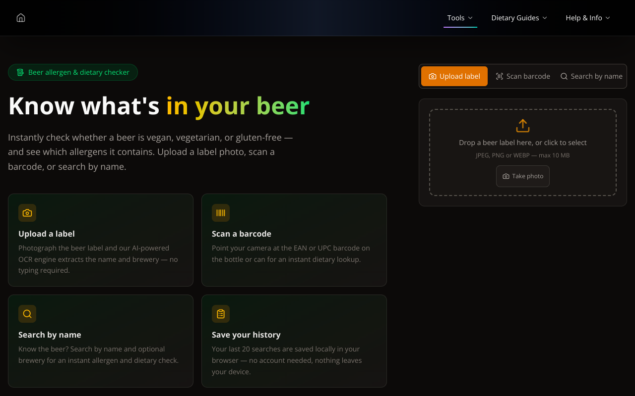 Beer Check allergen tool